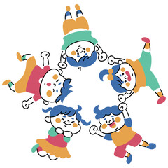 ジャンプする子供たちのイラスト素材