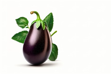 Fresh vegetable isolated on white. Aubergine eggplant isolated on white. Eggplant Clipping Path. Quality photo for your project. Generative AI