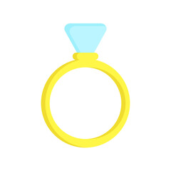 Vector cute engagement ring colorful isolated icon 