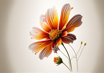 graphic illustration of flowers on white background created with Generative AI technology