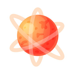 Orange Planet with Ring as Outer Space Vector Illustration