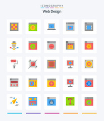 Creative Web Design 25 Flat icon pack  Such As design. video. design. design. laptop