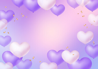 Fototapeta na wymiar Romantic purple heart illustration background.