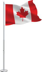 Fototapeta na wymiar Isolated waving national flag of Canada on flagpole