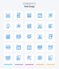 Fototapeta na wymiar Creative Web Design 25 Blue icon pack Such As cog. tools. edit tools. edit. layout