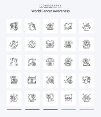 Creative World Cancer Awareness 25 OutLine icon pack  Such As medicine. heart. world day. cancer. house