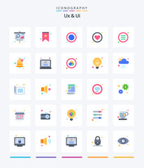 Creative Ux And Ui 25 Flat icon pack  Such As menu. list. global. like. app