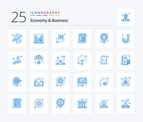 Fototapeta na wymiar Economy And Business 25 Blue Color icon pack including money. paper. analysis. invoice. document