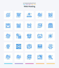 Creative Web Hosting 25 Blue icon pack  Such As fast. access. database. cloud. hosting