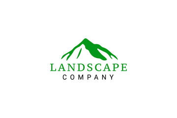 Minimalist Landscape Hills, Mountain Peaks River Creek Simple Logo Design Vector