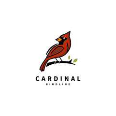 cardinal red bird vector logo design illustration 2