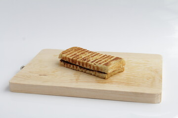 slice of bread on white background