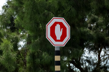 STOP sign on city street, closeup
