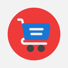 Shopping cart icon in flat style about essentials, use for website mobile app presentation