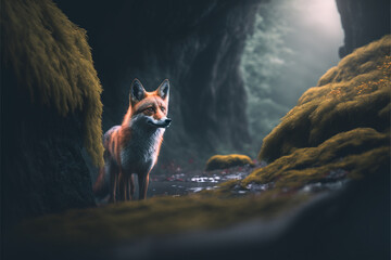 red fox in the mountains