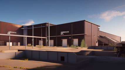 Fototapeta premium industrial factory, plant, warehouses, storage, production, Generative AI