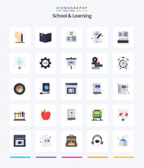 Creative School And Learning 25 Flat icon pack  Such As gear. idea. phone. education. key