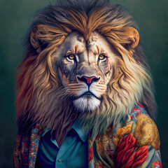Portrait of Lion. Created with Generative AI Technology