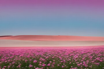 field of pink flowers, generative ai illutration