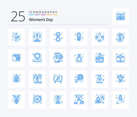 Fototapeta na wymiar Womens Day 25 Blue Color icon pack including eight march. red rose. flower. solid