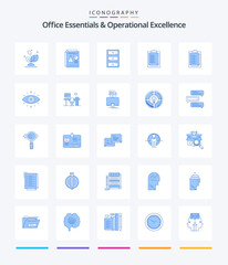 Creative Office Essentials And Operational Exellence 25 Blue icon pack  Such As eye. result. business. report card. cupboard