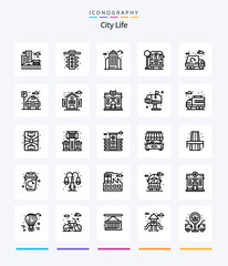 Creative City Life 25 OutLine icon pack  Such As garbage. city. city. bus stop. city