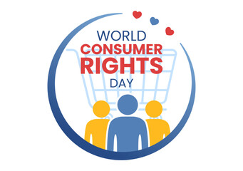 World Consumer Rights Day Illustration with Shopping, Bags and Needs of Consumers for Web Banner or Landing Page in Flat Cartoon Hand Drawn Templates