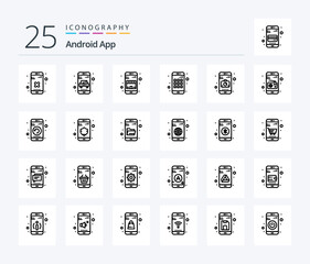 Android App 25 Line icon pack including mobile. application. buy. smartphone. app