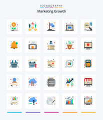 Creative Marketing Growth 25 Flat icon pack  Such As seo. software. achievement. marketing. code