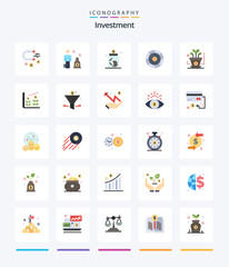 Fototapeta na wymiar Creative Investment 25 Flat icon pack Such As startup. finance. business. investment. budget