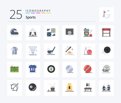 Sports 25 Flat Color icon pack including court. basket. exercise. five. game