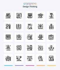 Creative Design Thinking 25 OutLine icon pack  Such As pantone. card. pen. pen. paper