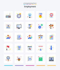 Creative Employment 25 Flat icon pack  Such As location. hr. employee. employee. pie