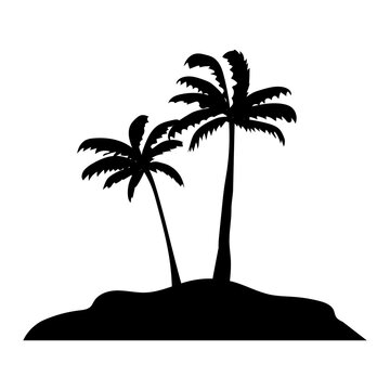 palm trees silhouette. Summer beach. Vector illustration.