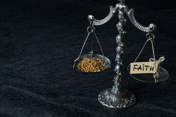 Mustard seeds and handwritten word 