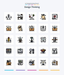 Creative Design Thinking 25 Line FIlled icon pack  Such As user. digital. computer. art. seesaw