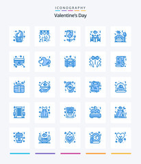 Creative Valentines Day 25 Blue icon pack  Such As couch. restaurant. love. love. rose