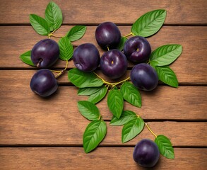 plums on a wooden background