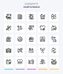 Creative Health And Medical 25 OutLine icon pack  Such As health. pills. medical. medical. herbal