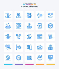 Creative Pharmacy Elements 25 Blue icon pack  Such As pills. drug. bottle. medical. medicine