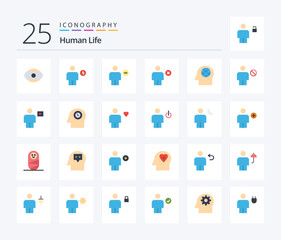 Human 25 Flat Color icon pack including avatar. global. human. face. human