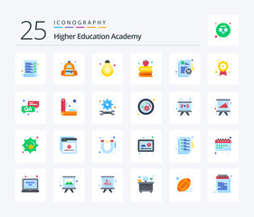 Academy 25 Flat Color icon pack including time. schedule. idea. plan. books