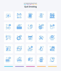 Creative Quit Smoking 25 Blue icon pack  Such As cigarette store. treatment. death. report. mobile app
