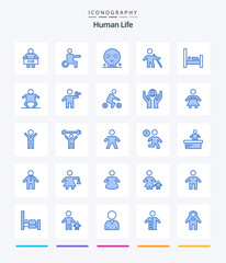 Creative Human 25 Blue icon pack  Such As bed. people. wheelchair. old. skull