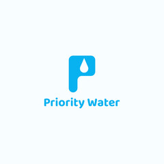 P letter logo with water drop negative space.