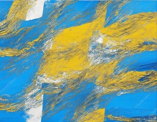 Art abstract panorama; beautiful creative background texture, painted in yellows, gold and blue - painting concept for design