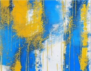 Art abstract panorama; beautiful creative background texture, painted in yellows, gold and blue - painting concept for design