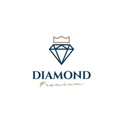Fototapeta premium diamond king logo, diamond with crown logo design concept