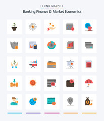 Creative Banking Finance And Market Economics 25 Flat icon pack  Such As dollar. money. target. hunting. financial