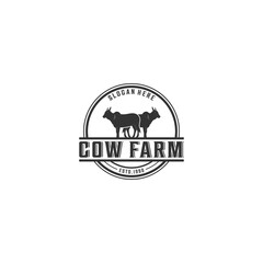 cow farm logo template in white background